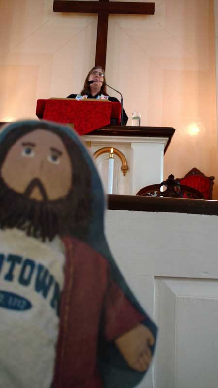 Flat Jesus Sermon Photbomb