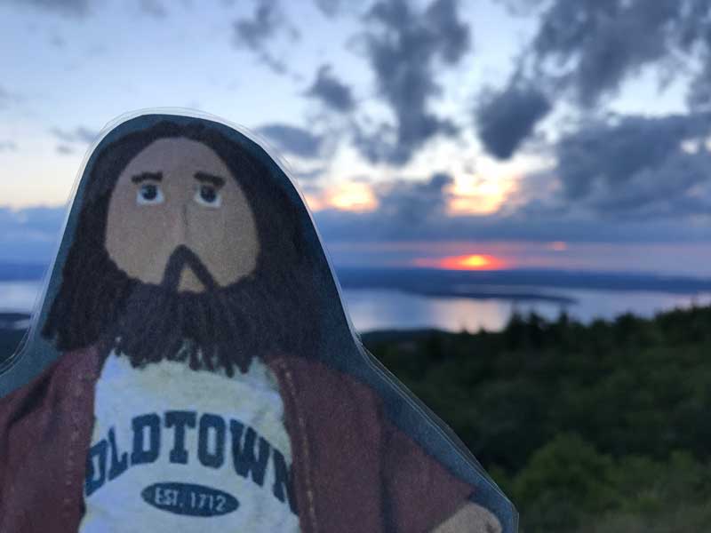 Flat Jesus Enjoys the Sunrise