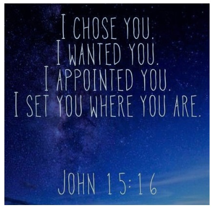 I Chose You. I Wanted You. I Appointed You. I Set You Where You Are.
